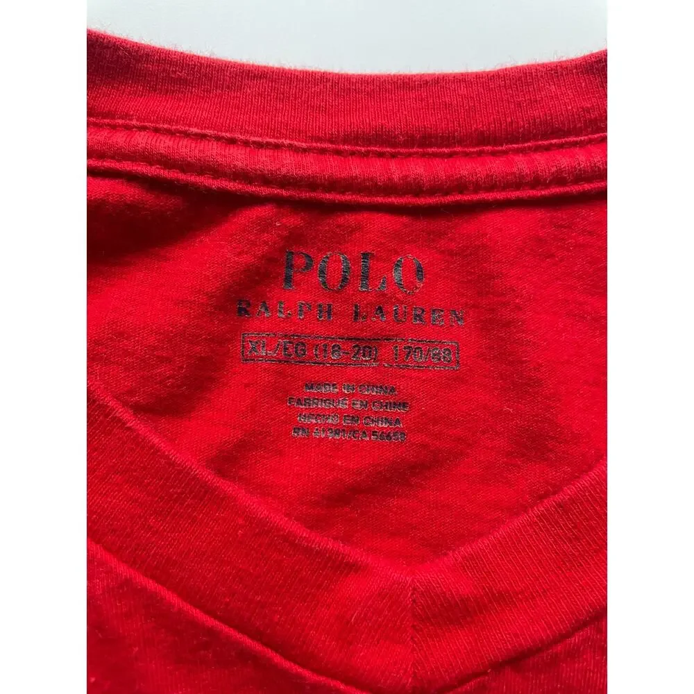 Boy's Ralph Lauren Basic Red Long Sleeve T-shirt Size YXL 18-20